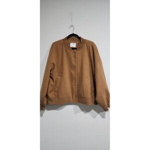 Old Navy Bomber Jacket Falconry Sz XL Caramel Oversized Long Sleeve Snap Button